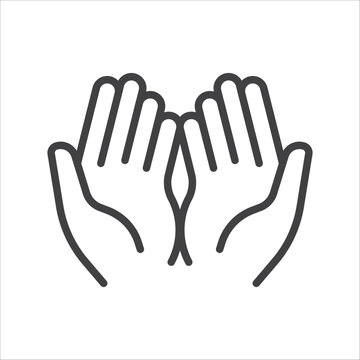 Praying Hands linear icon vector. Moslem praying hands symbol. Religion icon. Vector illustration