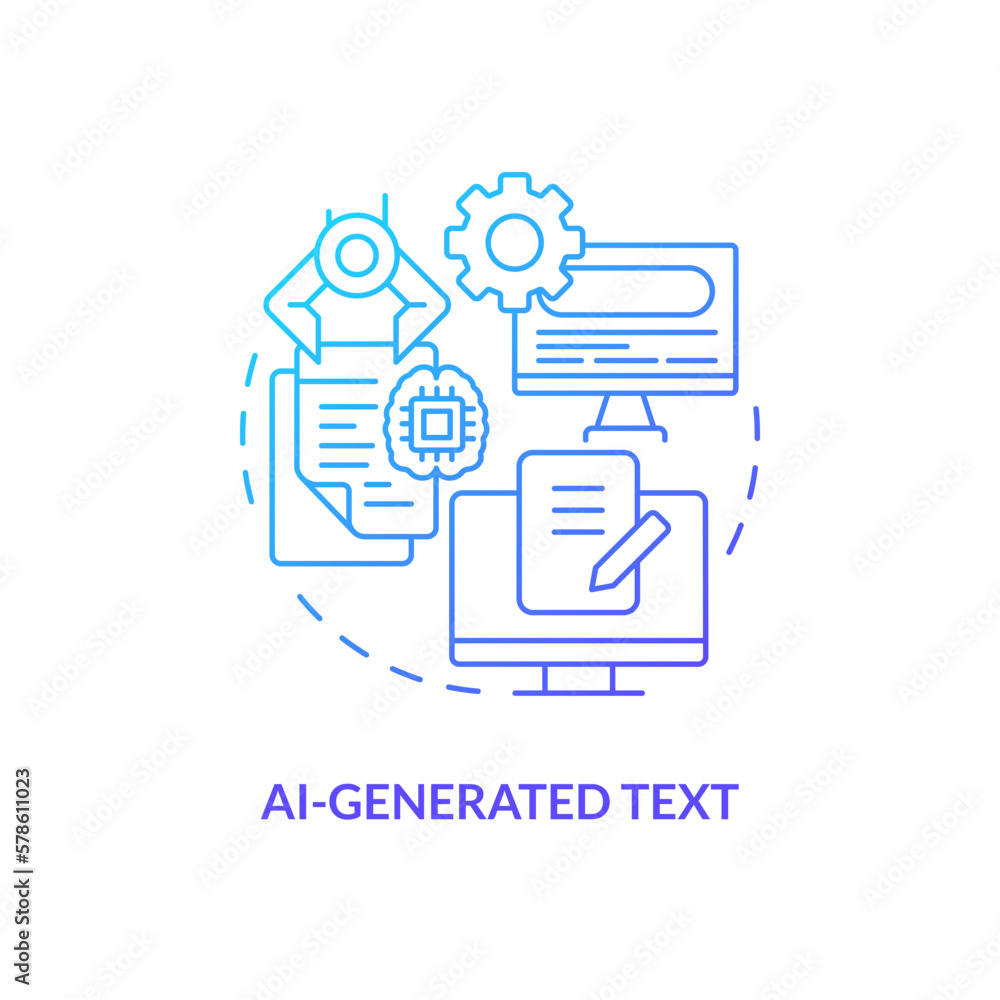 Poster ai generated text blue gradient concept icon. virtual writer software. computer based media type abs