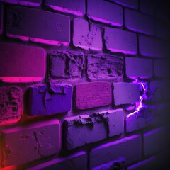 Abstract background, brick wall with neon lighting. Wallpaper or background. Generative AI.
