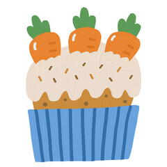 carrot cupcake with cream oil color style