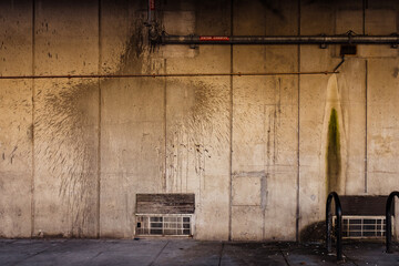 Drain pipe stain on wall