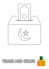 Gift tracing and coloring worksheet for kids