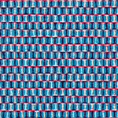Blue, Red and White Watercolor-Dyed Effect Textured Checkered Pattern
