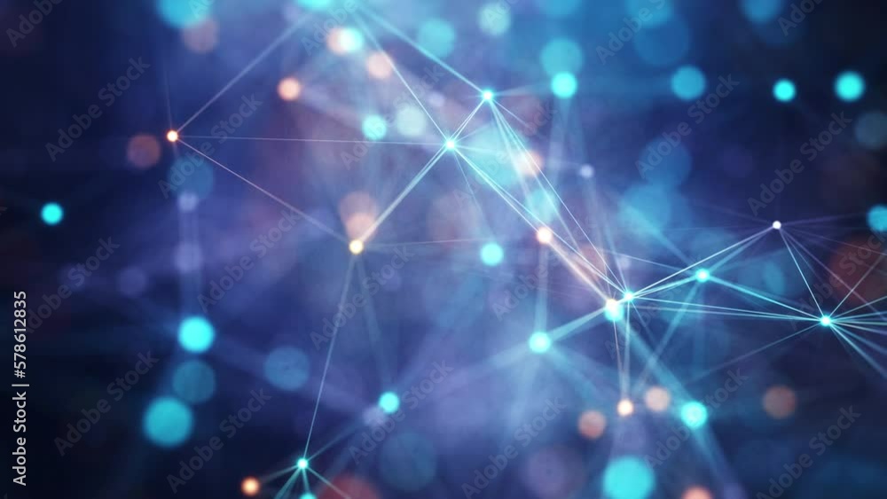 Poster abstract connected dots and lines. concept of ai technology, motion of digital data flow. communicat