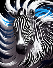 A zebra head Splash art. AI generated illustration