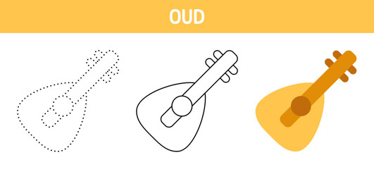 Oud tracing and coloring worksheet for kids