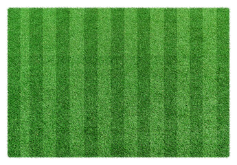 Grass soccer field with white pattern lines isolated on transparent background - PNG format.