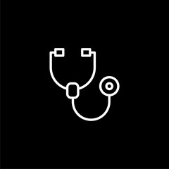 Stethoscope Line Icon.Doctors Instrument  icon isolated on black background. 