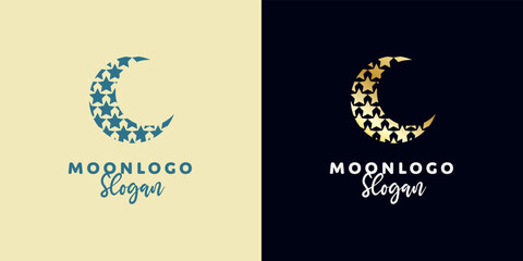 Obraz premium Elegant crescent moon logo design. Abstract style illustration for background, cover, banner. Ramadan Kareem