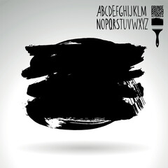 Black brush stroke and texture. Grunge vector abstract hand - painted element. Underline and border design.