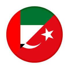 Obraz premium round icon of united arab emirates and turkey flags. vector illustration isolated on white background