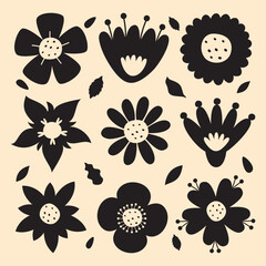 Silhouette Drawing Of Flowers And Plants