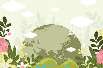 Happy Earth Day poster or banner. Vector illustration and lettering.