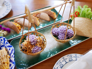 CHOR MUANG : Traditional Thai dessert on bamboo dish