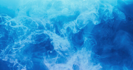 Mist texture. Smoke cloud. Paint water splash. Sky haze. Blue white color cold steam floating...