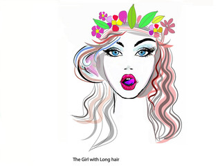 Portrait of a girl in illustration