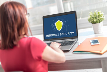 Internet security concept on a laptop screen