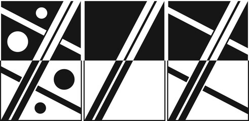 Minimalist abstract black and white geometry design. Geometric shapes wall art. Modern wall art style. Geometric shape illustration concept.