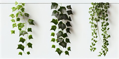 Long-hanging ivy plants isolated on white background. Generative AI