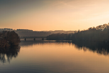 Fototapeta premium An old railway bridge over the river