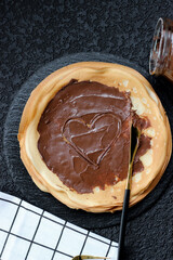 Super delicious crêpe or blini filled with sweet paste with love
