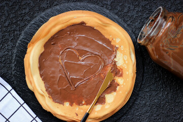 Super delicious crêpe or blini filled with sweet paste with love