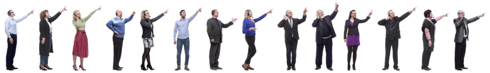 group of business people with microphone isolated