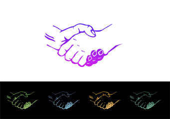 Handshake icon isolated on white and black background. Vector Illustration