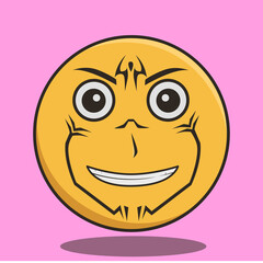 scary face emoticon with face tattoo