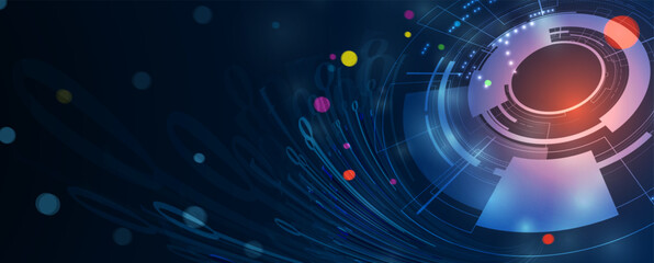 Quantum processing. Deep learning artificial intelligence. Future new technology  for business or science presentation