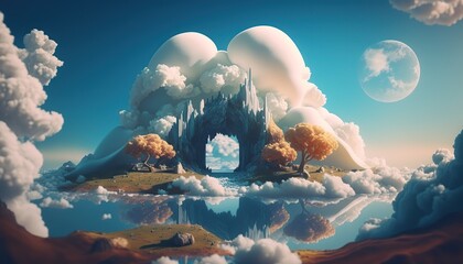 Fairy dream island in the clouds aI generated