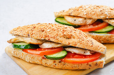 Grilled Chicken and Vegetable Sandwich, Healthy and delicious snack, breakfast, dinner or lunch