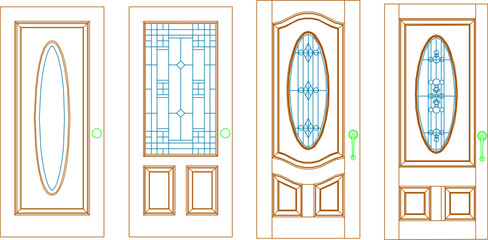 sketch vector detail illustration of classic wooden door