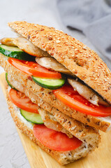 Grilled Chicken and Vegetable Sandwich, Healthy and delicious snack, breakfast, dinner or lunch