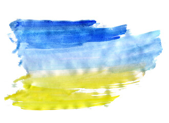 Watercolor hand drawn background. Blue and yellow background