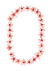 Watercolor floral wreath with cherry blossom. Place for your text. Perfect for wedding and greeting cards, stationery and more.