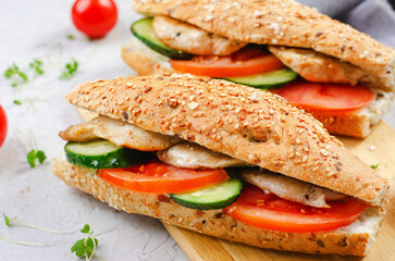 Grilled Chicken and Vegetable Sandwich, Healthy and delicious snack, breakfast, dinner or lunch