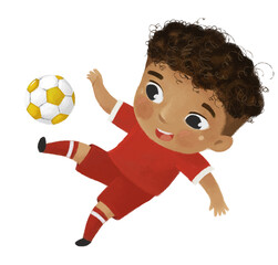 cartoon scene with kid playing sport ball soccer football - illustration