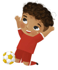 cartoon scene with kid playing sport ball soccer football - illustration