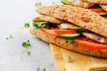 Grilled Chicken and Vegetable Sandwich, Healthy and delicious snack, breakfast, dinner or lunch