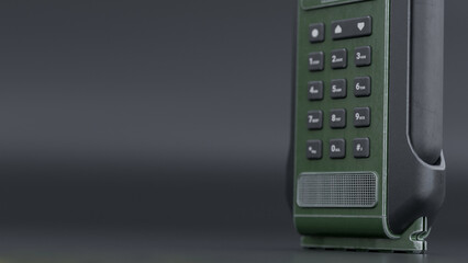Closeup perspective front view military dual band radio on black background premium photo 3d render