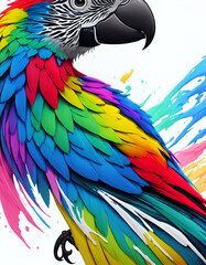 Obraz premium A parrot Splash art. AI generated illustration