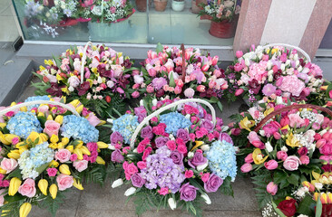 Beautiful colorful mixed flower bouquets