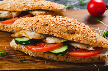 Grilled Chicken and Vegetable Sandwich, Healthy and delicious snack, breakfast, dinner or lunch