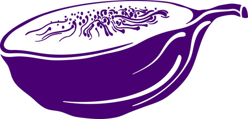 Figs fruit. Vector monochrome shape. Fresh food, juicy pulp. Art illustration. Summer natural sweet jam