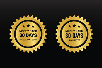 Money back guarantee golden circle stamp design.