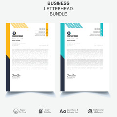 corporate modern letterhead design template with yellow, blue color. creative modern letter head design template for your project. letterhead, letter head, Business