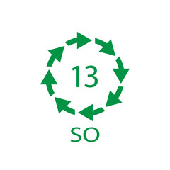 Obraz premium Battery recycling symbol 13 SO. Vector illustration