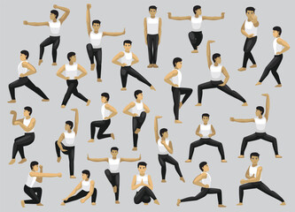 Manga Kung Fu Poses Characters Cartoon Vector