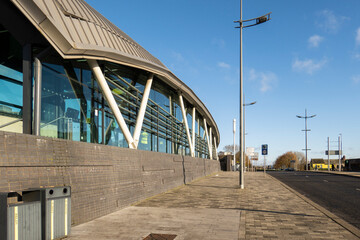 Hanley-Stoke-on-Trent, Staffordshire-United Kingdom April 21,2022 close up of Hanley bus station...